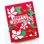 Memory Box Merry Christmas Timeless Script Dies 95001 red and white garland christmas card