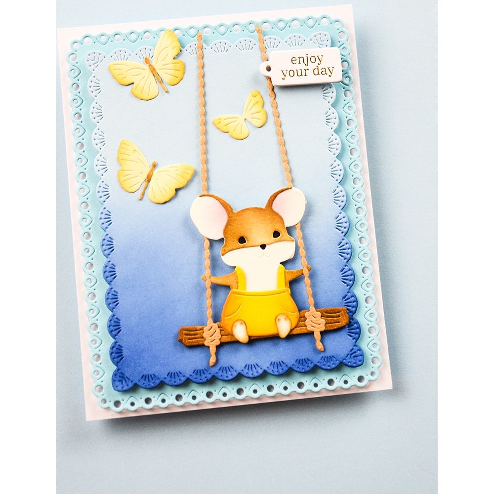 Memory Box Notched Eyelet Frames Dies 94962 yellow butterflies