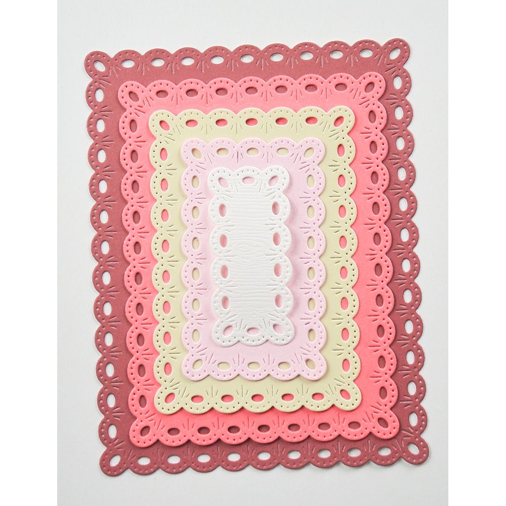 Memory Box Oval Eyelet Rectangle Frames Dies 94904 scallop