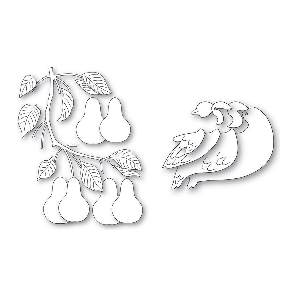 Memory Box Pear Branch and Partridge Die Bundle line art