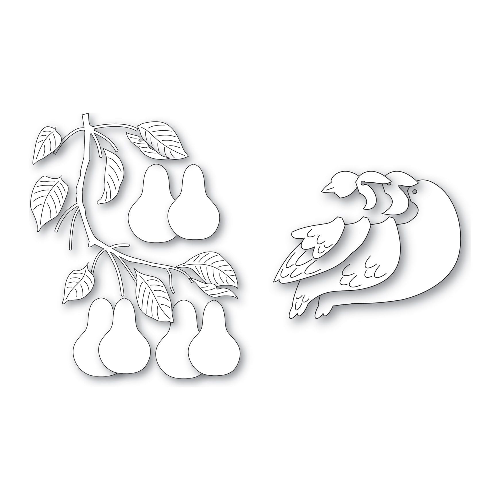 Memory Box Pear Branch and Partridge Die Bundle line art