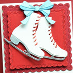 Memory Box Perky Bow Dies 94997 ice skates with blue bow card