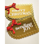 Memory Box Perky Bow Dies 94997 red bows golden christmas tags