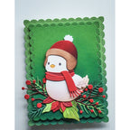 Memory Box Pine and Berries Sprigs Dies 94995 bird sitting on garland berries red scarf card