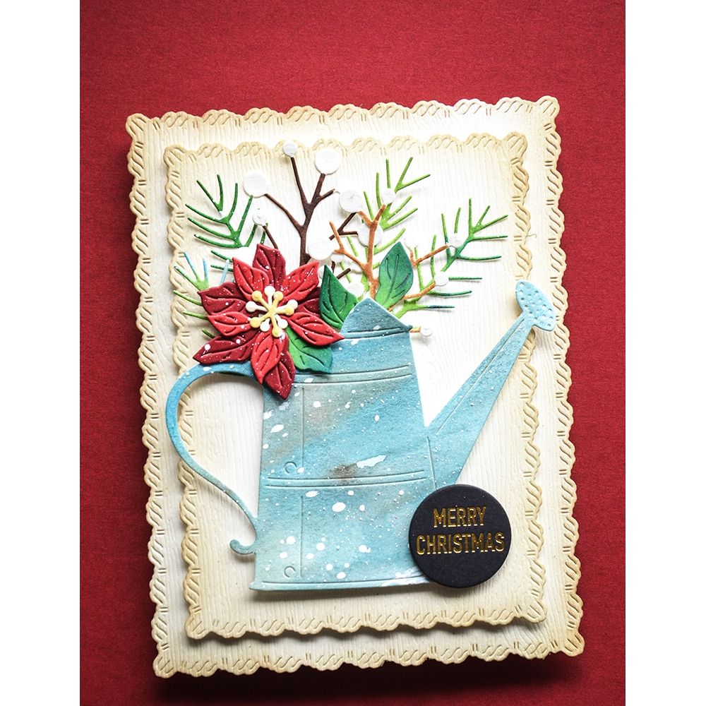 Memory Box Pine and Berries Sprigs Dies 94995 blue watering tin pine  christmas card
