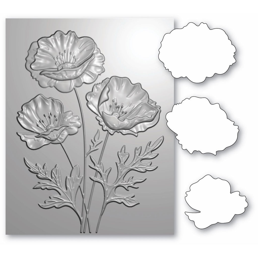 Memory Box Playful Poppies 3D Embossing Folder and Dies ef1027 flowers