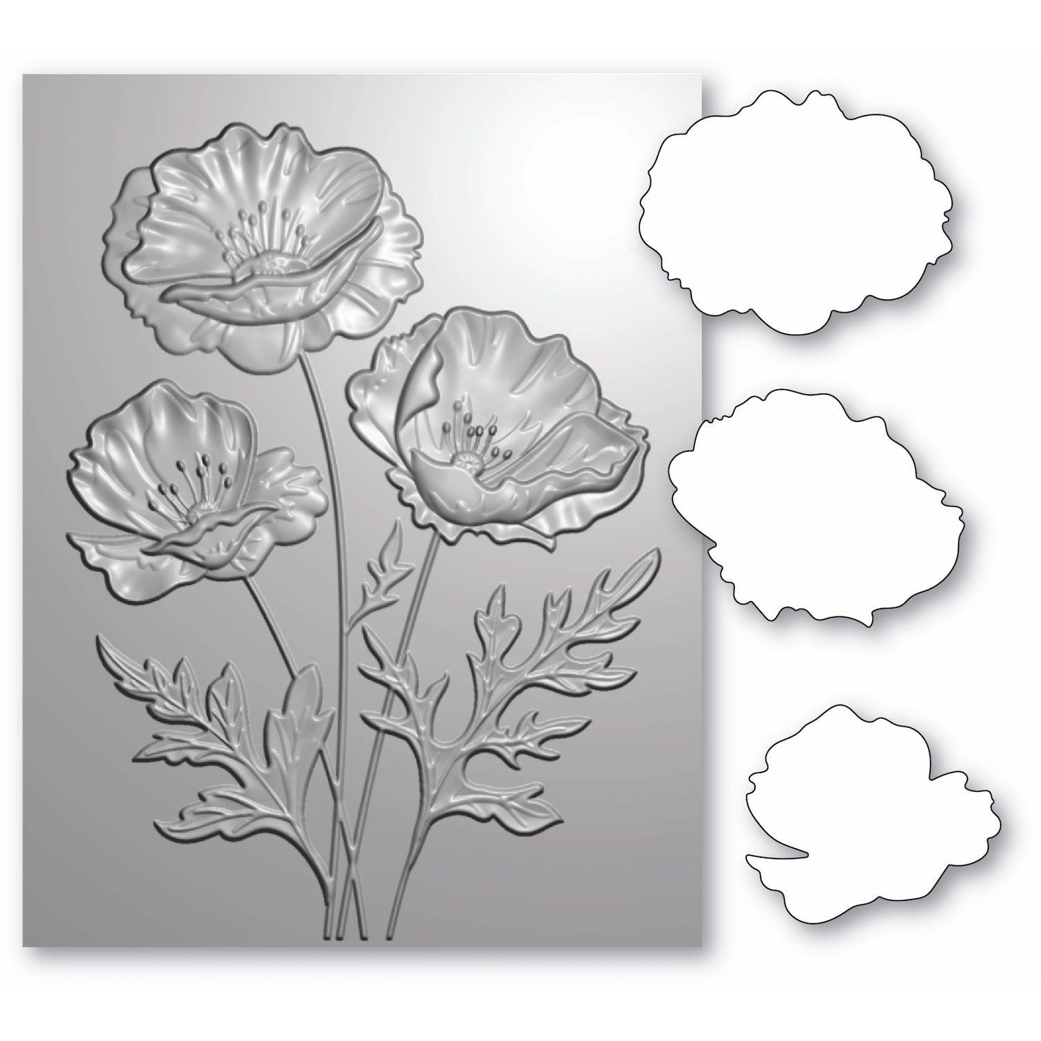 Memory Box Playful Poppies 3D Embossing Folder and Dies ef1027 flowers