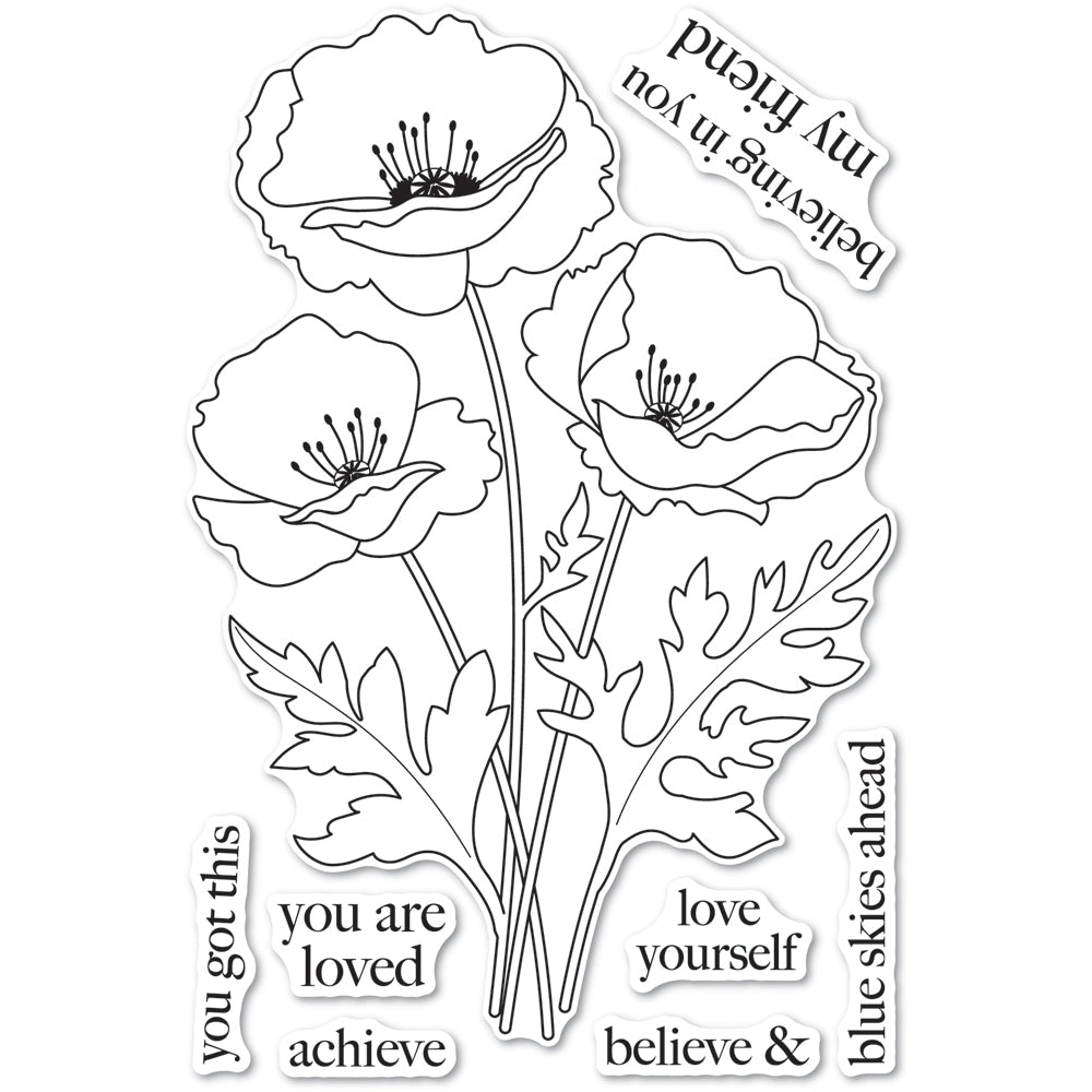 Memory Box Playful Poppies Clear Stamp Set cl5281
