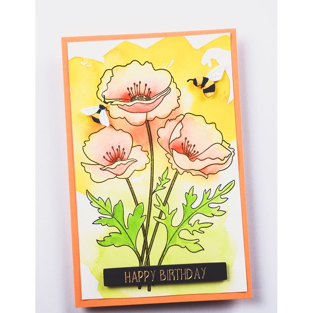 Memory Box Playful Poppies Clear Stamp Set cl5281 birthday