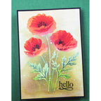 Memory Box Playful Poppies Clear Stamp Set cl5281 hello