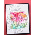 Memory Box Playful Poppies Clear Stamp Set cl5281 hello poppy