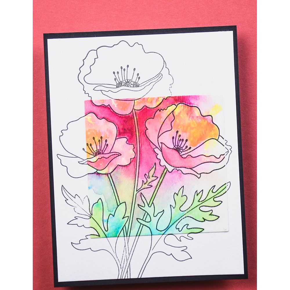 Memory Box Playful Poppies Clear Stamp Set cl5281 hello poppy