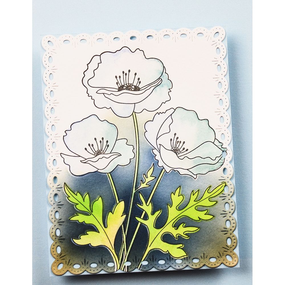 Memory Box Playful Poppies Clear Stamp Set cl5281 scallop