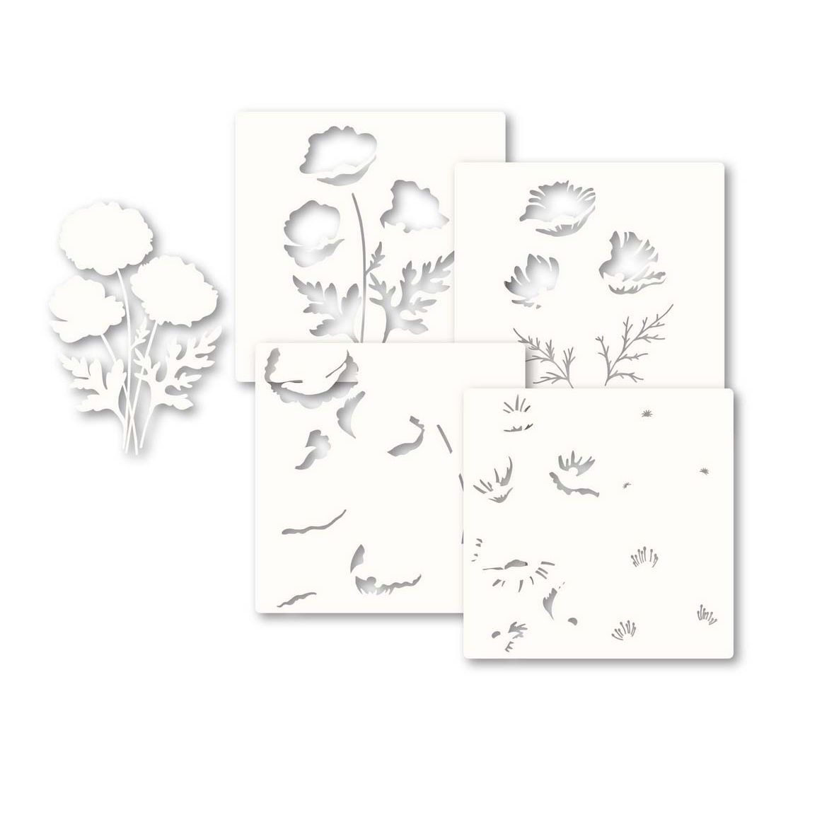Memory Box Playful Poppies Stencil Set 88621
