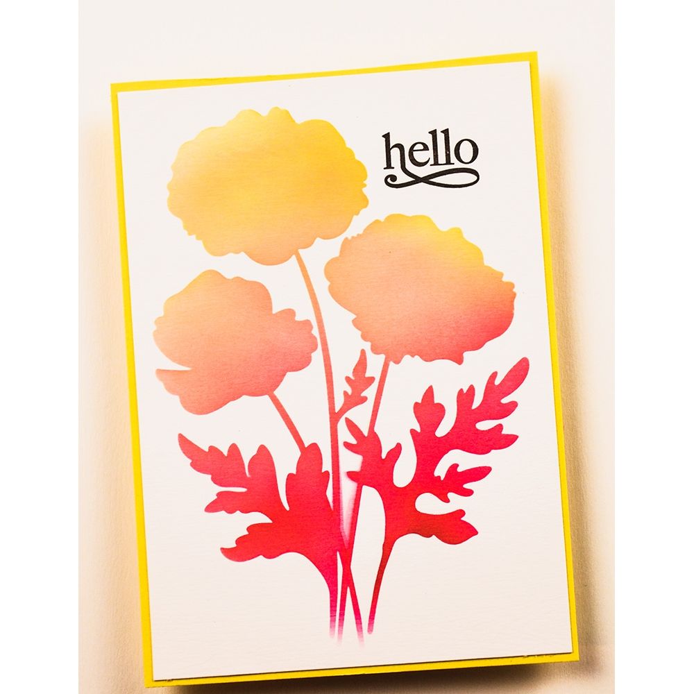Memory Box Playful Poppies Stencil Set 88621 hello