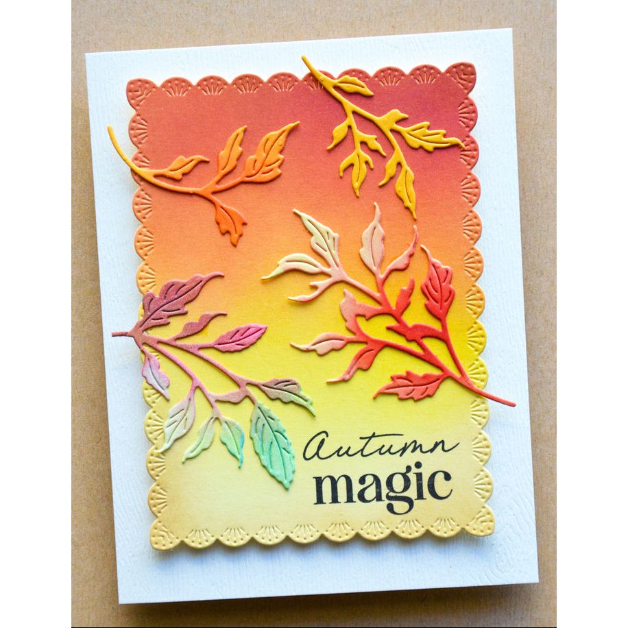 Memory Box Pumpkin Kisses Clear Stamp Set cl5293 colored leaves autumn magic card
