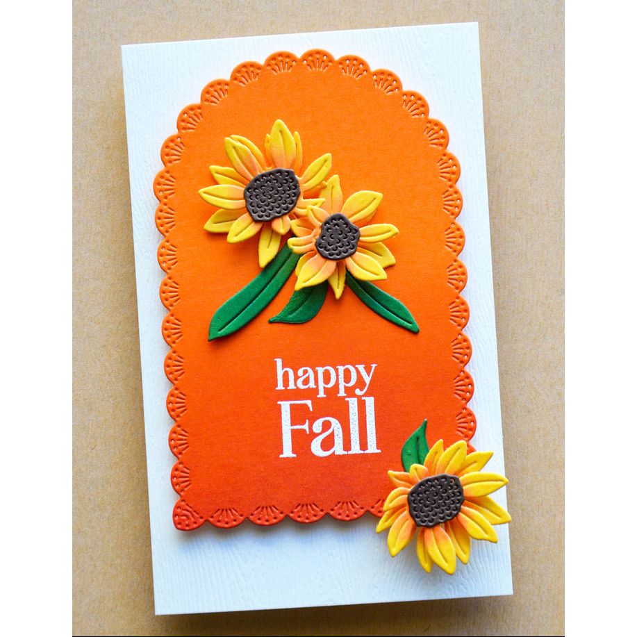 Memory Box Pumpkin Kisses Clear Stamp Set cl5293 sunflowers orange arch happy fall card