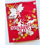 Memory Box Sending Joy Timeless Script Dies 94999 gold sequins white garland card