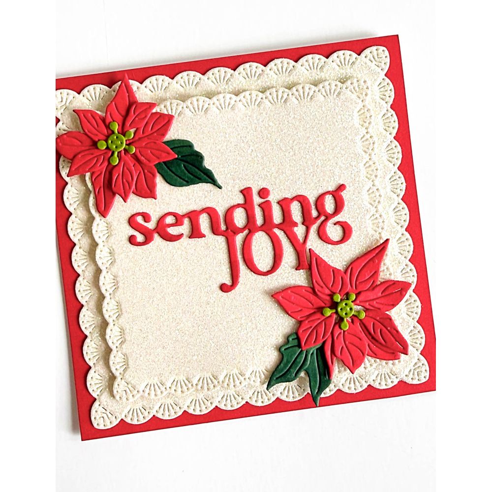 Memory Box Sending Joy Timeless Script Dies 94999 red flowers white square background card