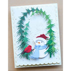 Memory Box Snowman and Birdie Friend Dies 94973 green trees blue scarf