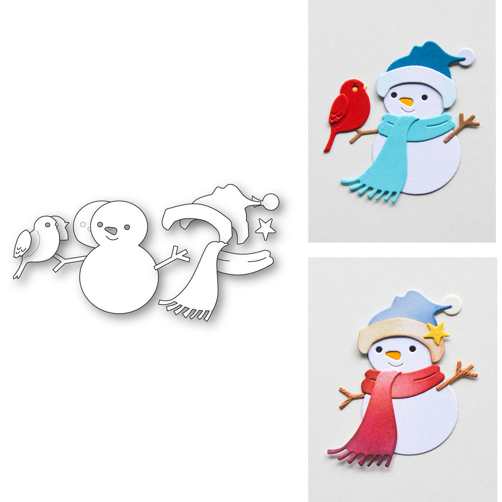 Memory Box Snowman and Birdie Friend Dies 94973 outline