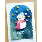 Memory Box Snowman and Birdie Friend Dies 94973 stars blue santa hat red scarf peace card