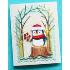 Memory Box Snuggled Penguin Dies 94990 penguin with berries red scarf