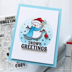 Memory Box Stay Cozy STAMPtember Exclusive Stamps 3486ssc Holiday Card Clean and Simple Snowman