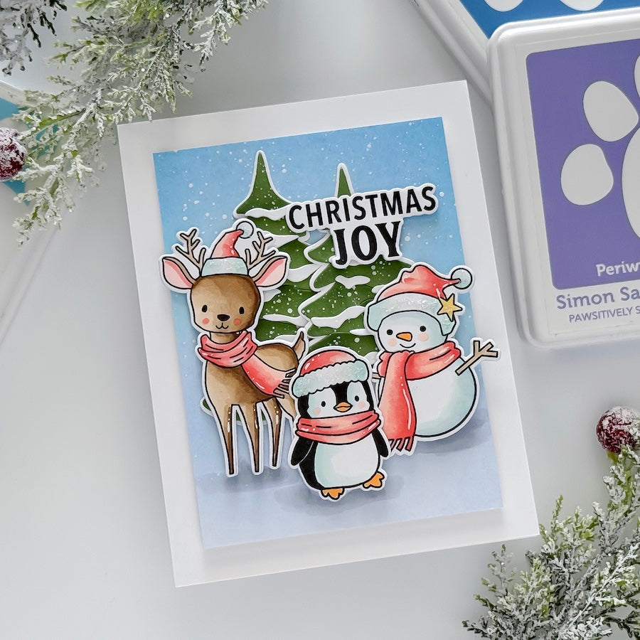 Memory Box Stay Cozy STAMPtember Exclusive Stamps 3486ssc Holiday Card Cute Critter Scene | color-code:ALT05