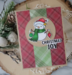 Memory Box Stay Cozy STAMPtember Exclusive Stamps 3486ssc Holiday Card Snowman Plaid