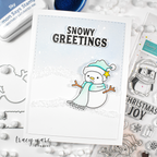 Memory Box Stay Cozy STAMPtember Exclusive Stamps 3486ssc Holiday Card Snowman clean and simple