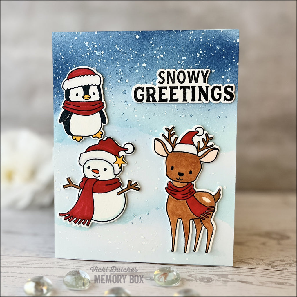 Memory Box Stay Cozy STAMPtember Exclusive Stamps 3486ssc Holiday Card Snowy Critters