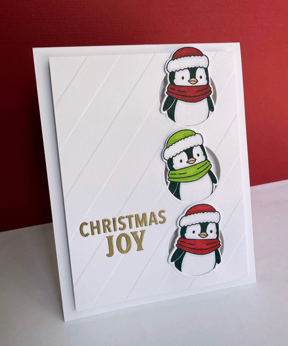 Memory Box Stay Cozy STAMPtember Exclusive Stamps 3486ssc Holiday Card Three Penguins | color-code:ALT06