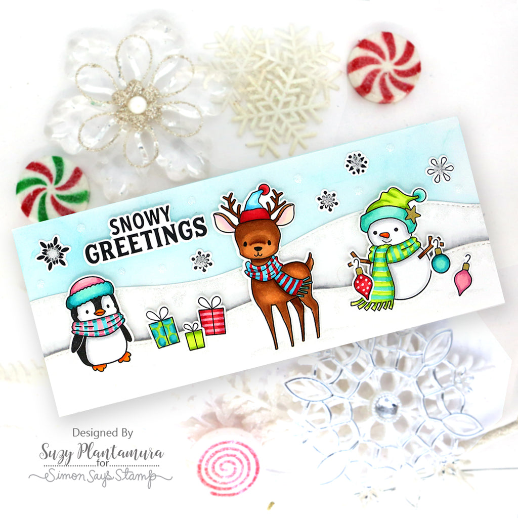 Memory Box Stay Cozy STAMPtember Exclusive Stamps and Dies Holiday Card Cozy Critters Slimline