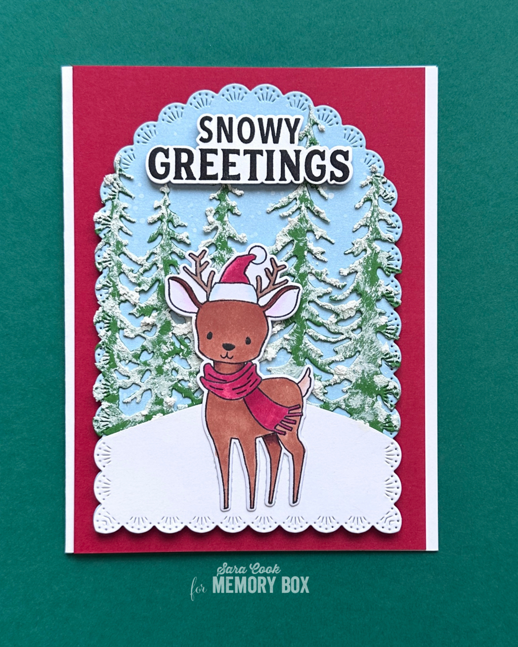 Memory Box Stay Cozy STAMPtember Exclusive Stamps and Dies Holiday Card Deer in the Woods