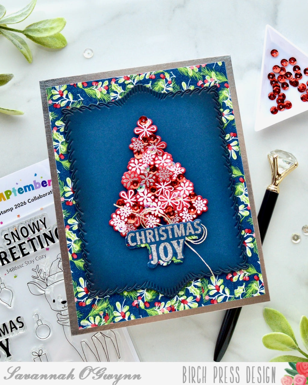 Memory Box Stay Cozy STAMPtember Exclusive Stamps and Dies Holiday Card Red Snowflakes | color-code:ALT06
