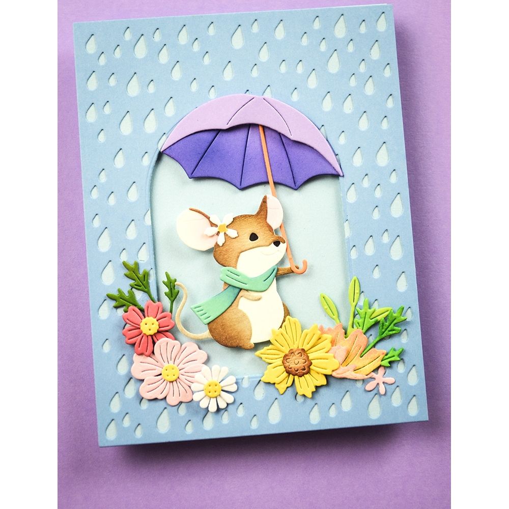 Memory Box Umbrella Trio Dies 94899 mouse in the rain