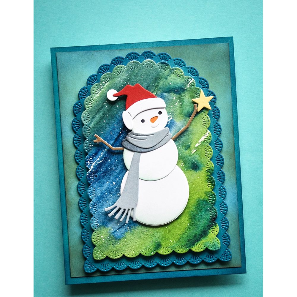 Memory Box Wishful Snowman Dies 94981 grey scarf star