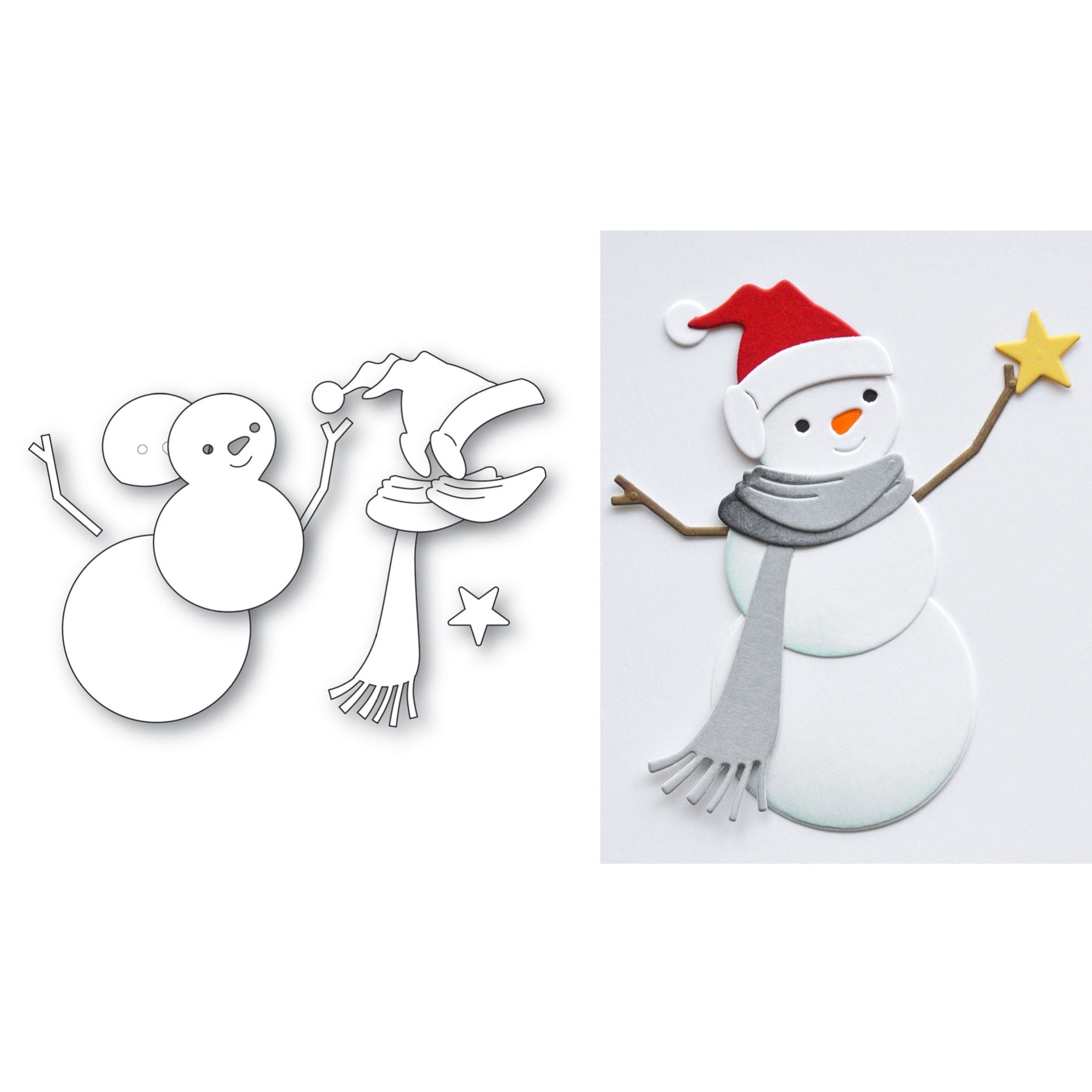 Memory Box Wishful Snowman Dies 94981 line work
