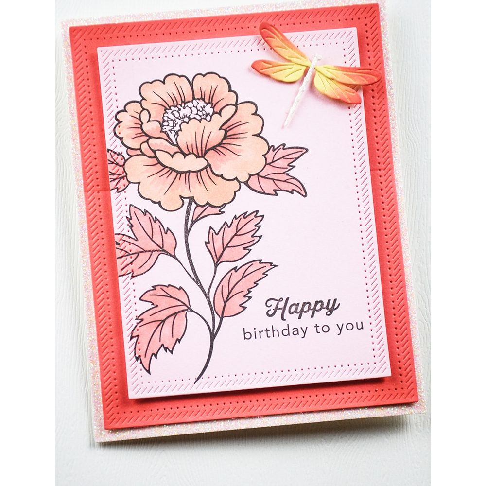 Memory Box With Sympathy Clear Stamps cl5291 flower dragonfly