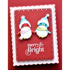 Memory Box Wyatt Bird Dies 95007 blue hats green scarf merry and bright card