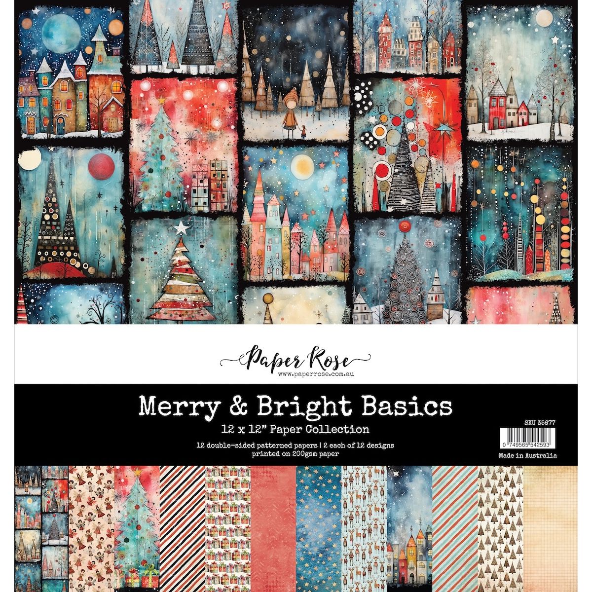 Paper Rose Merry and Bright Basics 12x12 Paper 35677