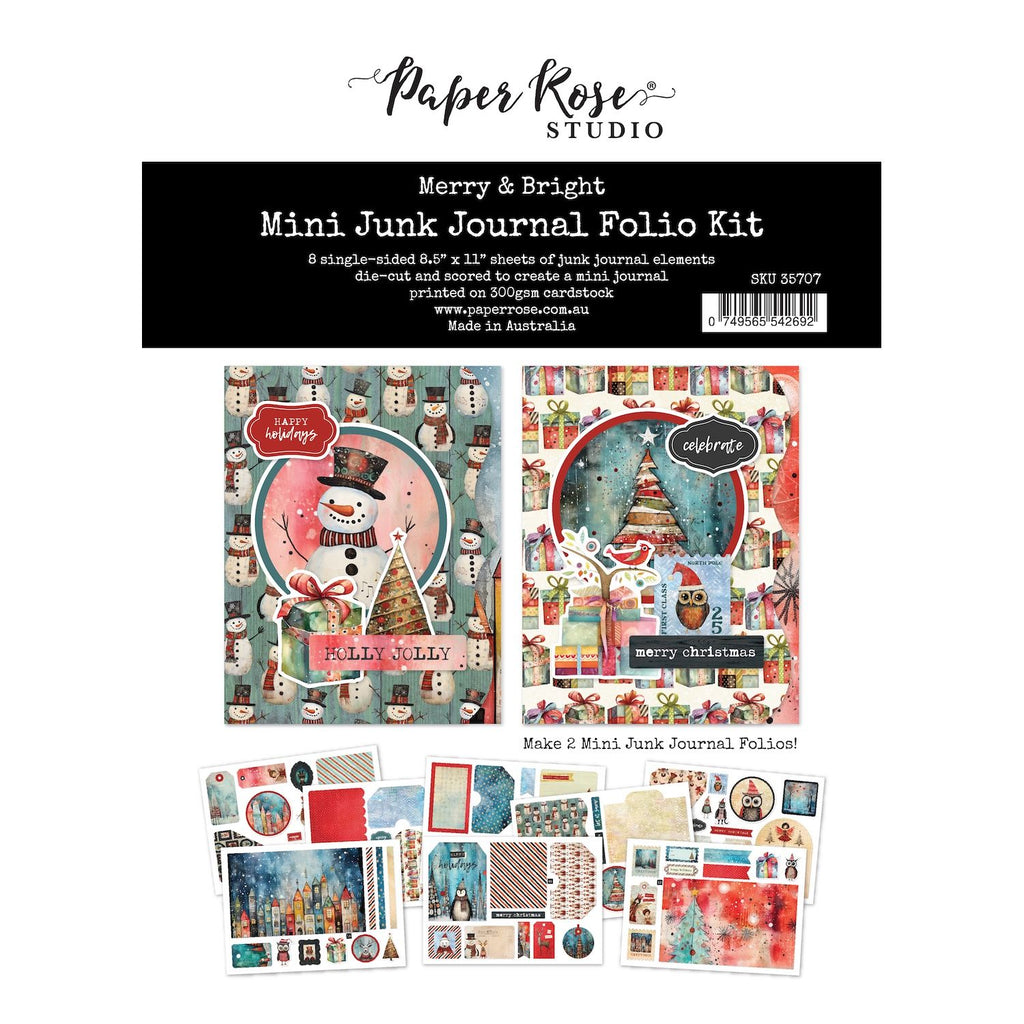 Paper Rose Merry And Bright Mini Junk Journal Folio Kit 35707