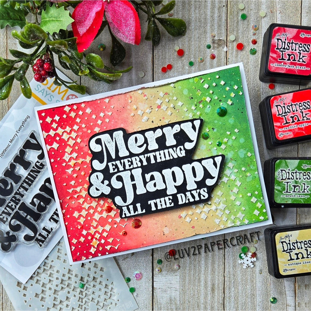 Simon Says Clear Stamps Merry Everything 1099msc Sweet Wishes Merry Everything Card