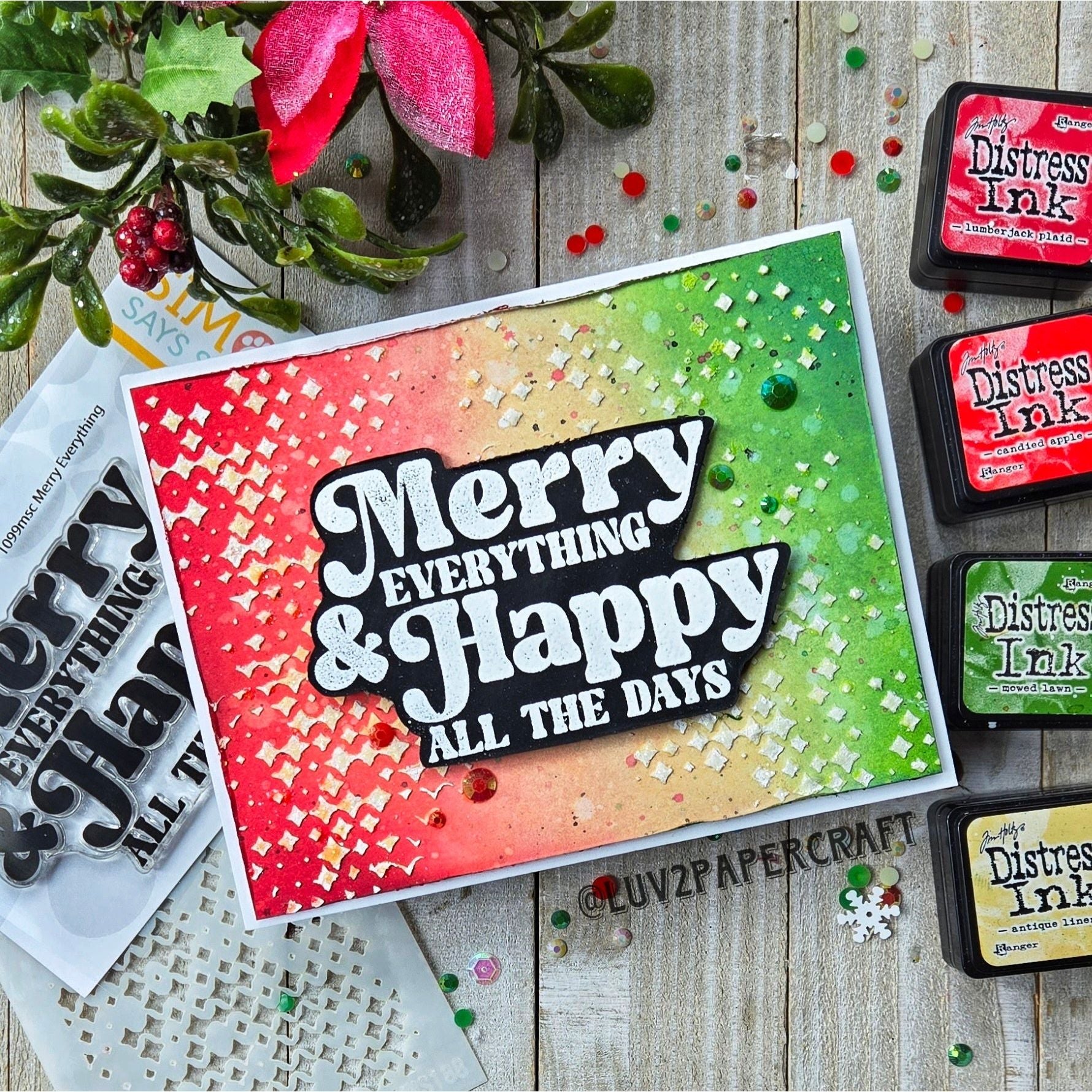 Simon Says Clear Stamps Merry Everything 1099msc Sweet Wishes Merry Everything Card