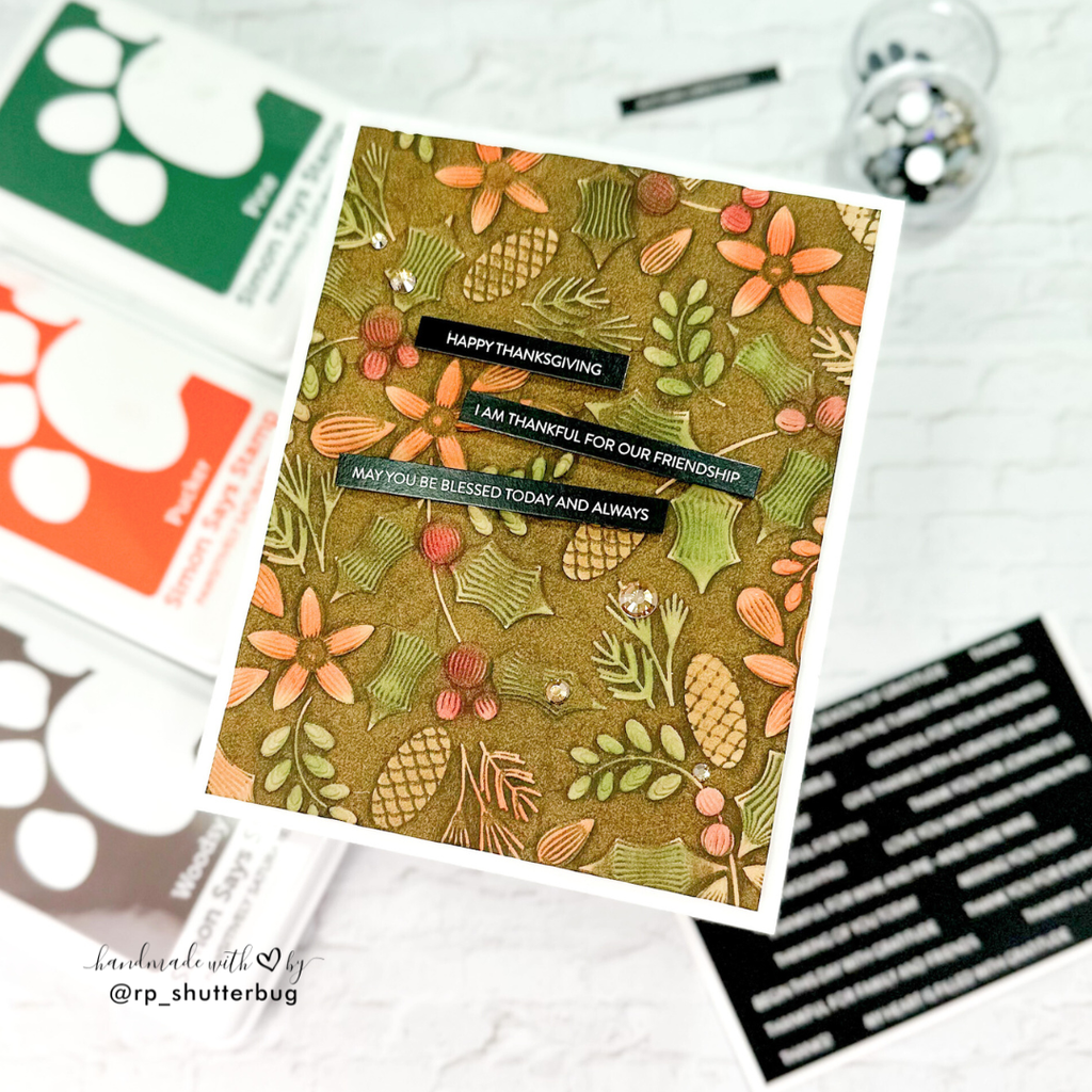 Simon Says Stamp Pawsitively Dazzling Gems Metallic Tones se114 Festive Fun Thanksgiving Card