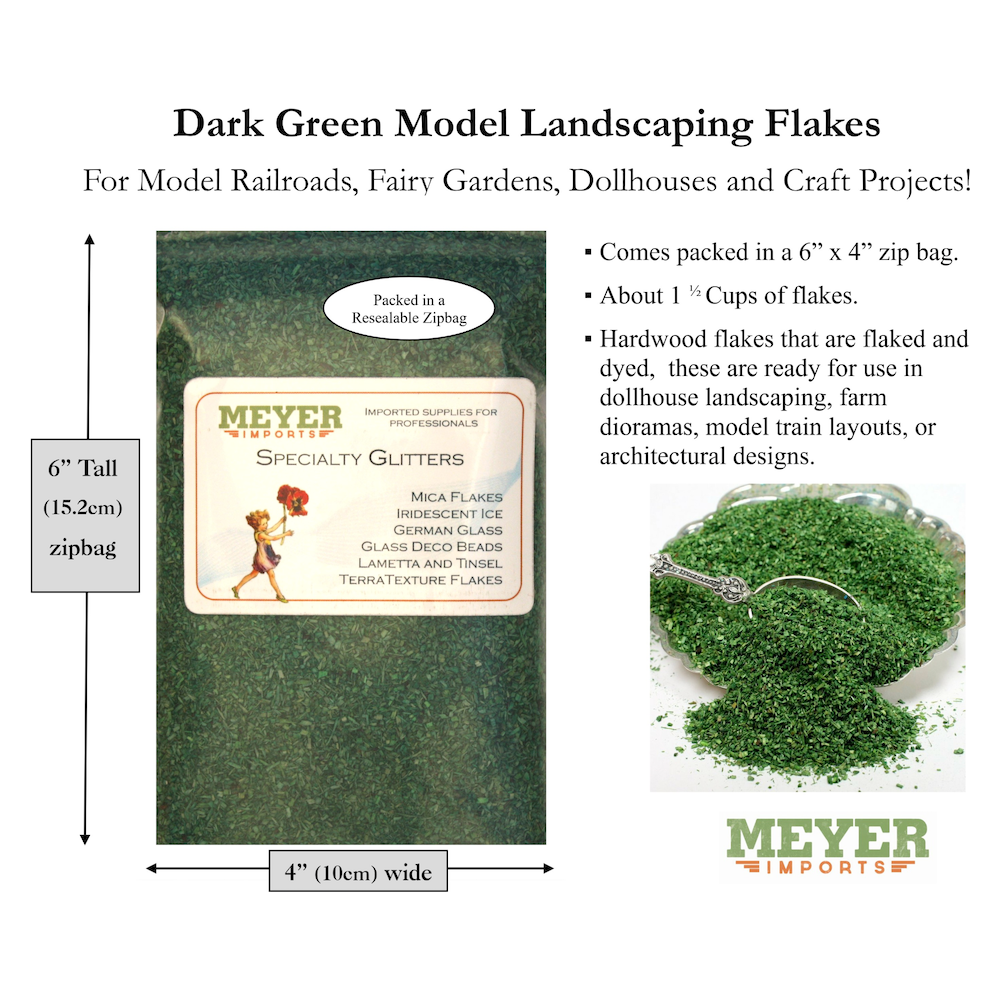 Meyer Imports Dark Green Wood Scenery Flakes 311-0741 spec