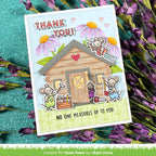 Mice Building Log Cabin with Sentiment that Read 'Thank You No One Measures Up to You'