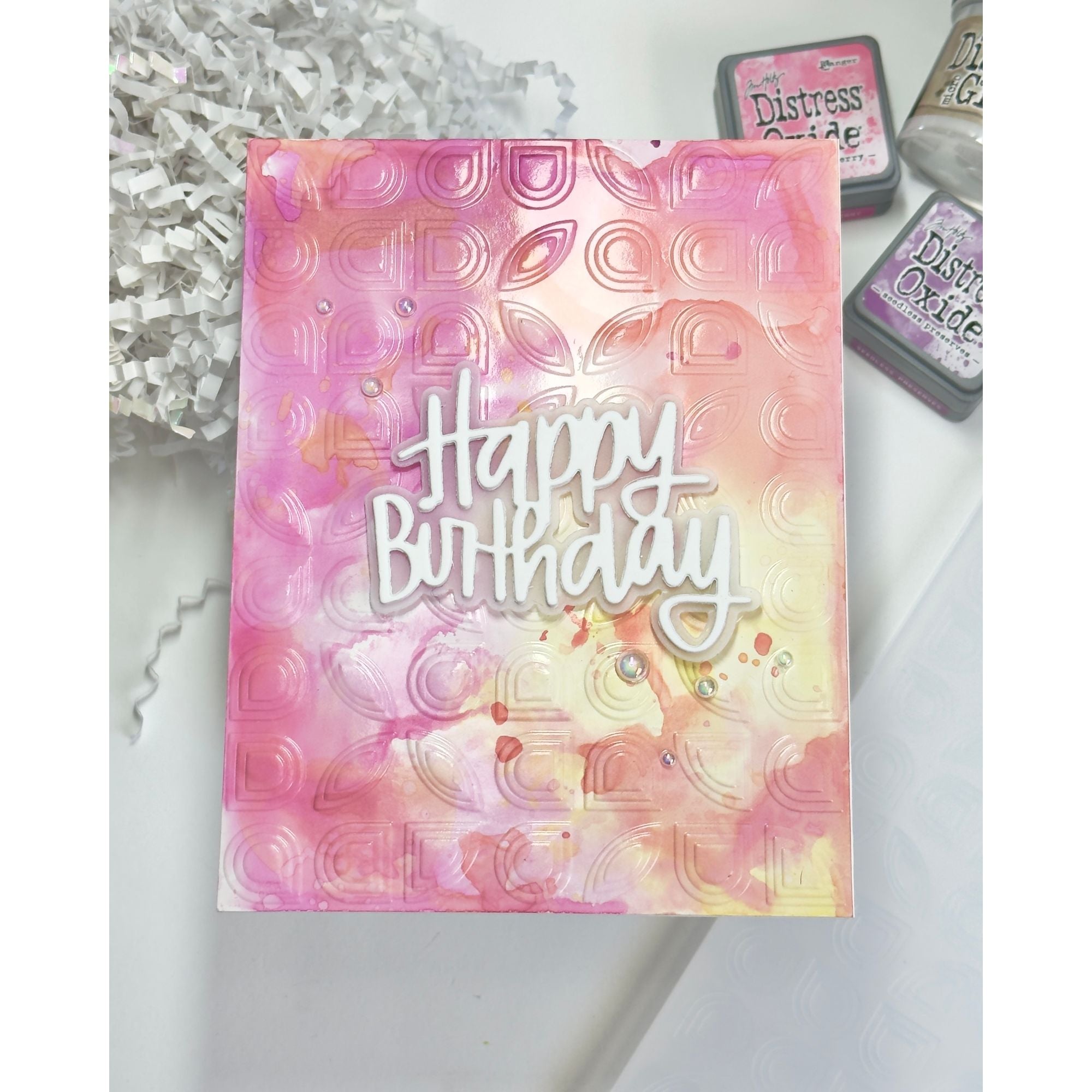 Simon Says Stamp Embossing Folder Mid Century Assemblage sf555 Beautiful Moments Birthday Card