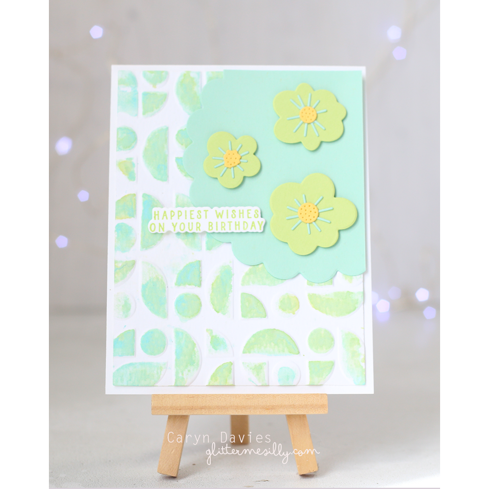 Simon Says Stamp Embossing Folder Mid Century Ethereal sf514 Happy Camper Birthday Card | color-code:ALT03